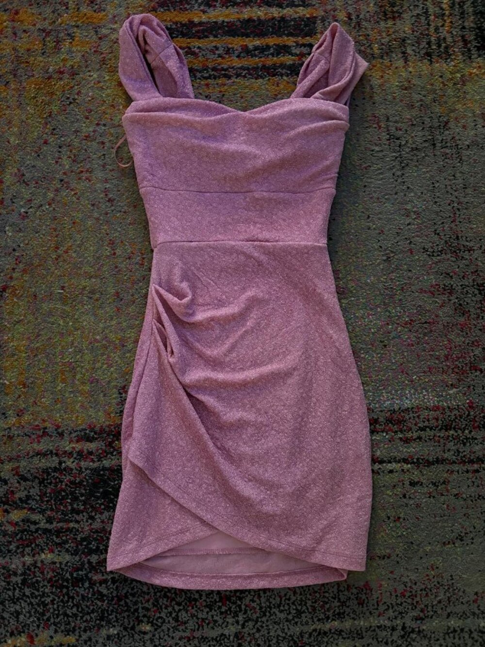 Beautiful Pink Glitter Glam fitted Dress - ladies X-SMALL (prom, birthday, etc.)